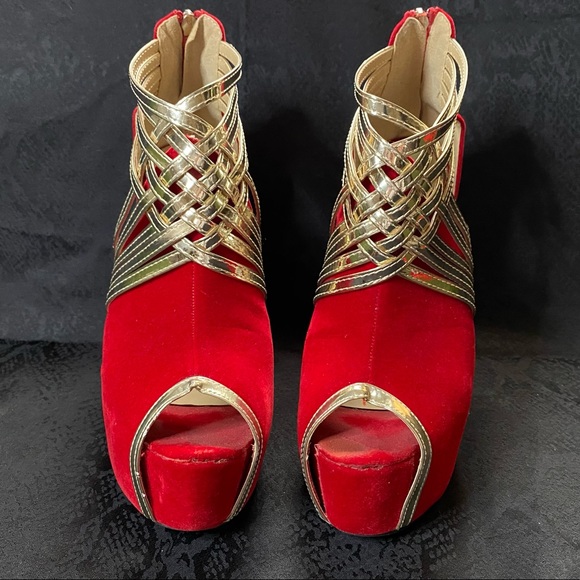 Red & Gold Fereshte Heels - Picture 3 of 6